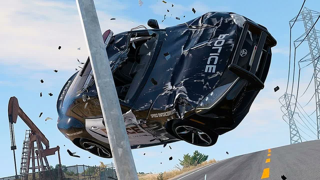 Полицейская погоня и эпичные аварии BeamNG.Drive #113