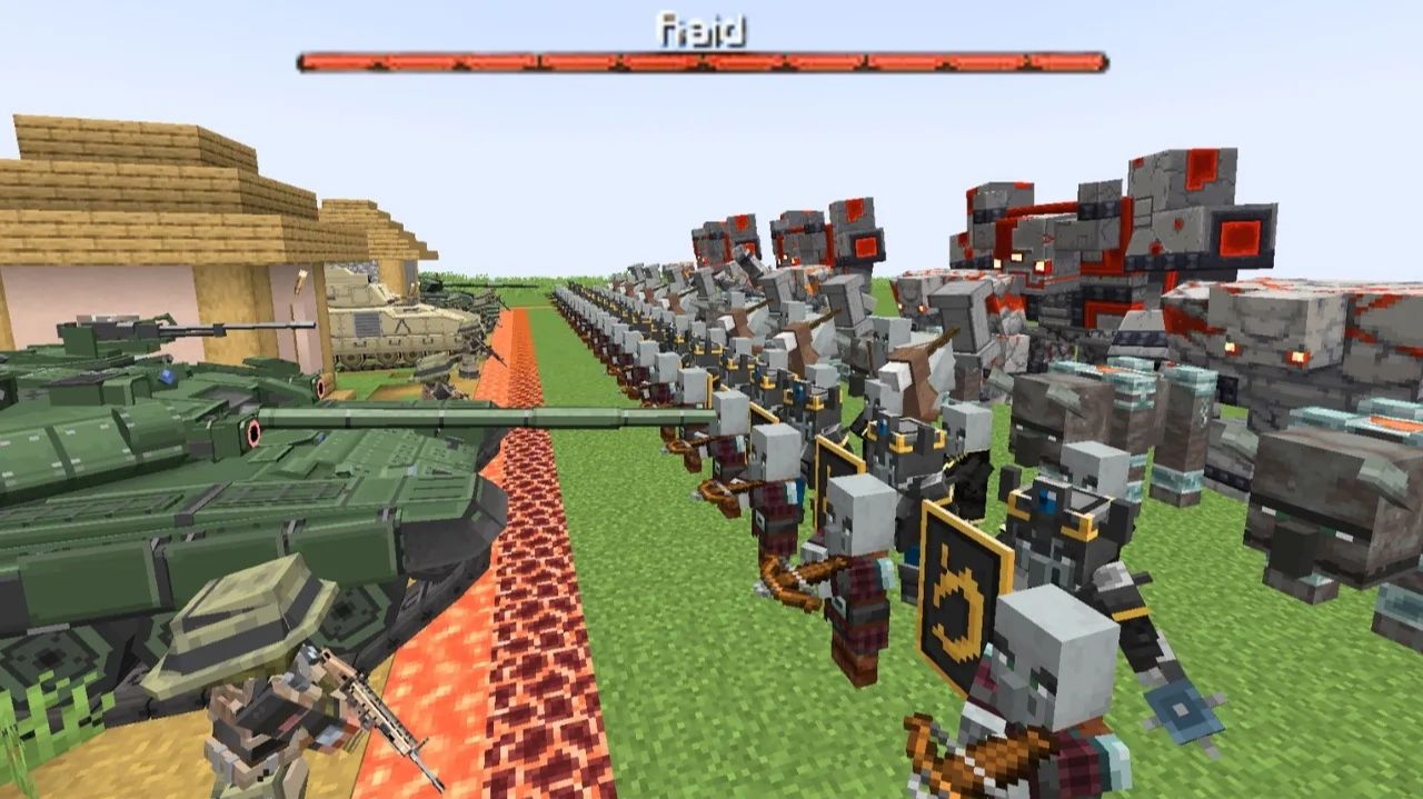 Супермодовый рейд VS армия в Minecraft — битва мобов!