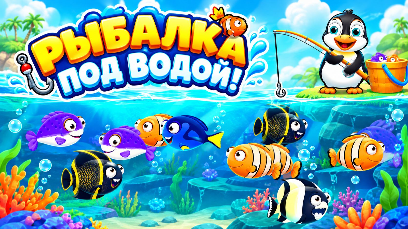 МУЛЬТИК - Игра Глубоководная Рыбалка Пингвинчика для ДЕТЕЙ