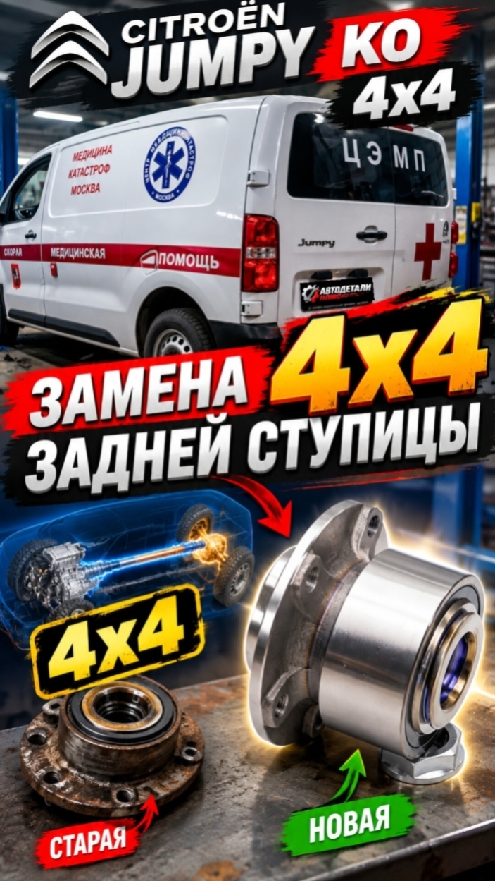 🚐 Замена задней ступицы на Citroën Jumpy K0 4x4