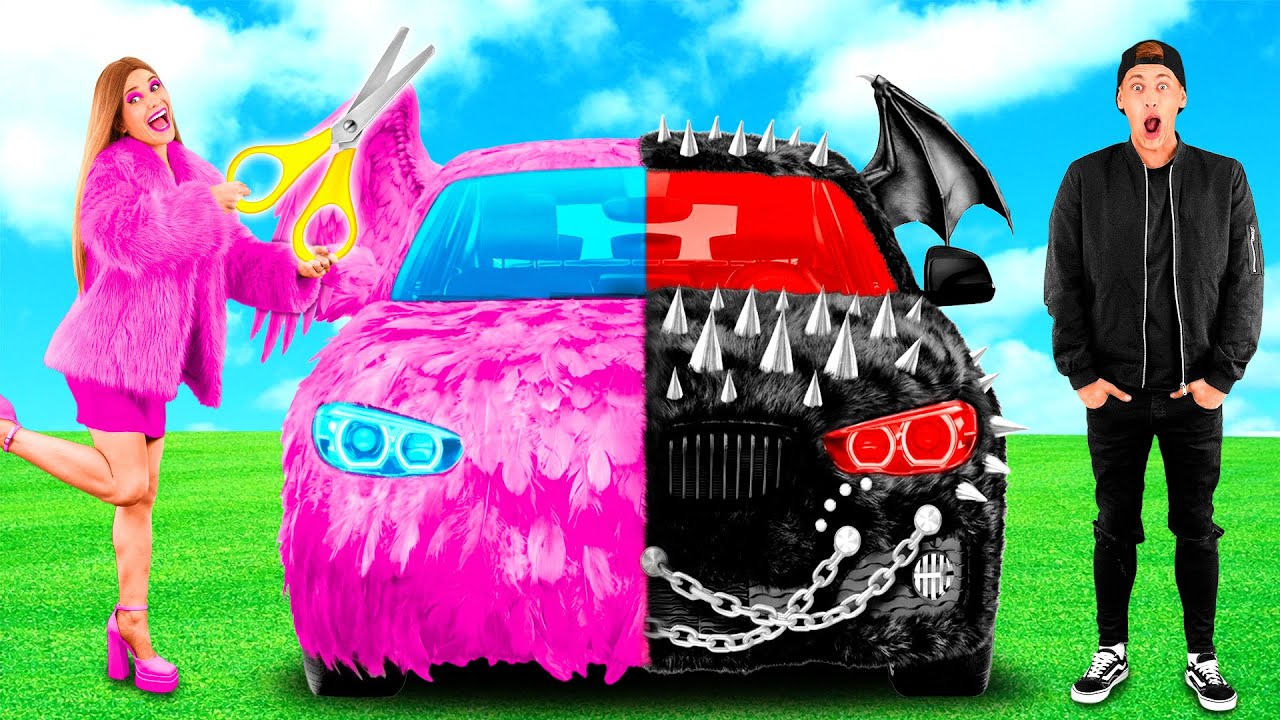 Pink Car Vs Black Car Challenge | Cool Creative Hacks By 4Teen Challenge