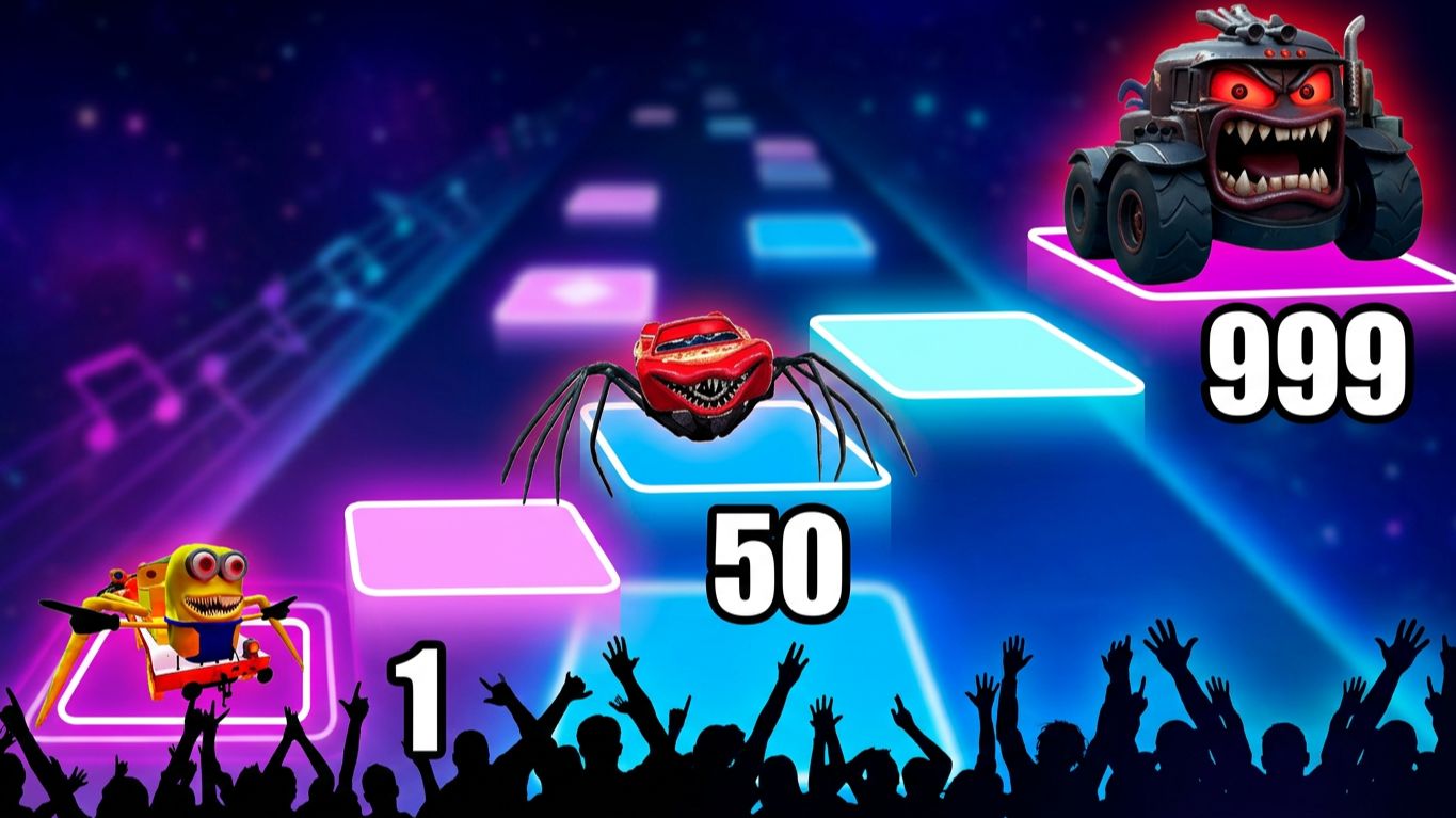 SCARY MONSTER CARS TILES HOP! Ep. 374
