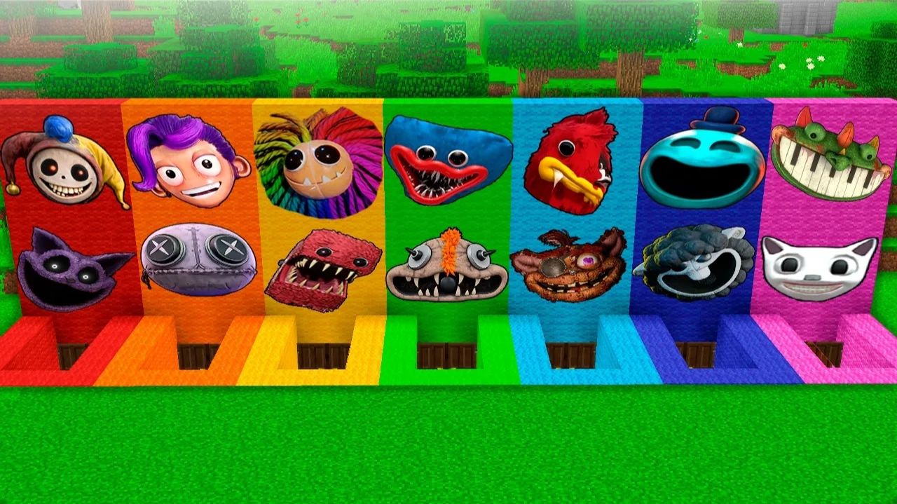 Выживание в Poppy Playtime 5: подвал с Huggy Wuggy, CatNap и Prototype в Minecraft
