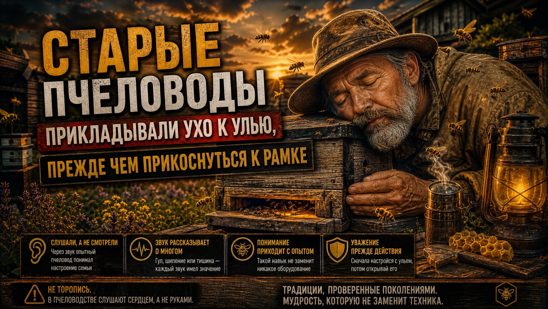 Старые пчеловоды прикладывали ухо к улью, прежде чем прикоснуться к рамке