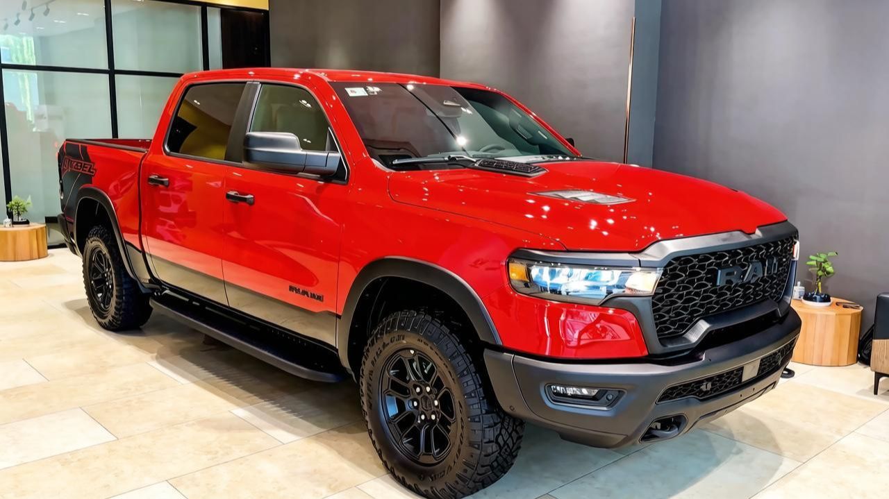 RAM 1500 2026 года в красном цвете, отличный американский проходимый внедорожник. Обзор RAM
