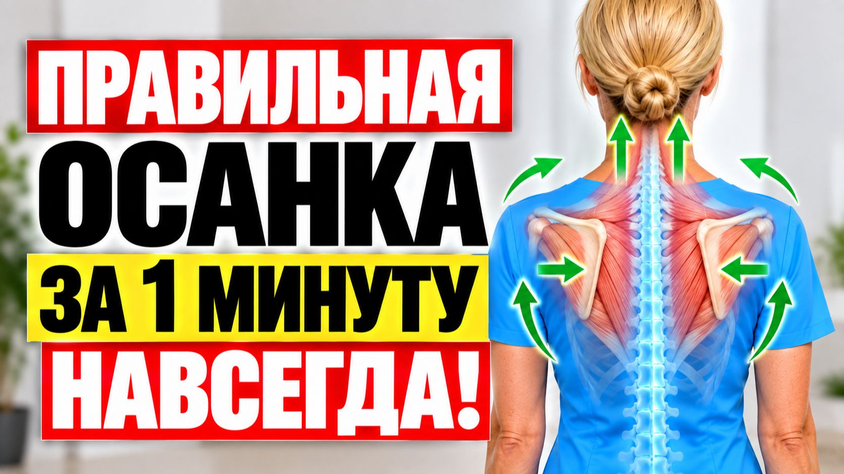 ПРАВИЛЬНАЯ ОСАНКА ЗА 1 МИНУТУ! | 1 РАЗ В ДЕНЬ СДЕЛАЛИ — И ВСЁ