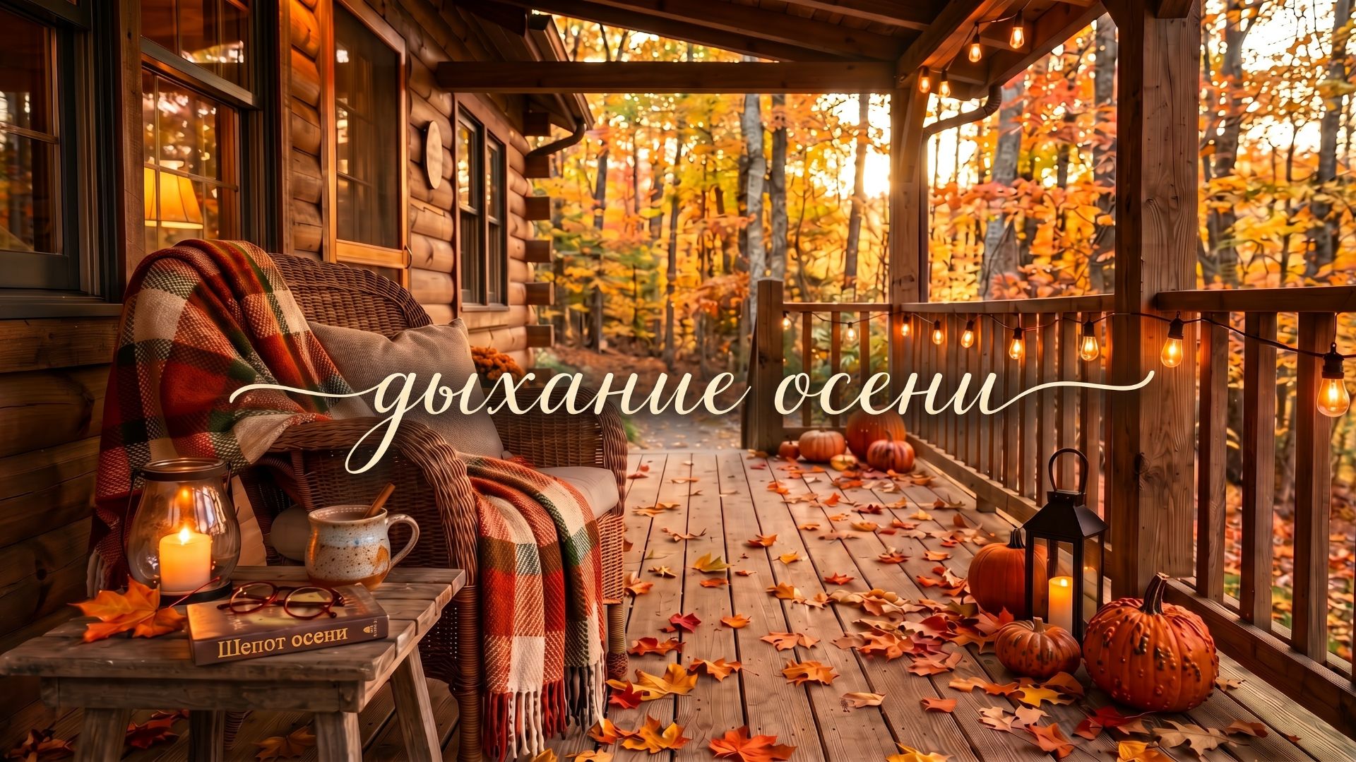 Уютная осенняя веранда 🍂 Звуки осеннего леса и лёгкая фоновая музыка