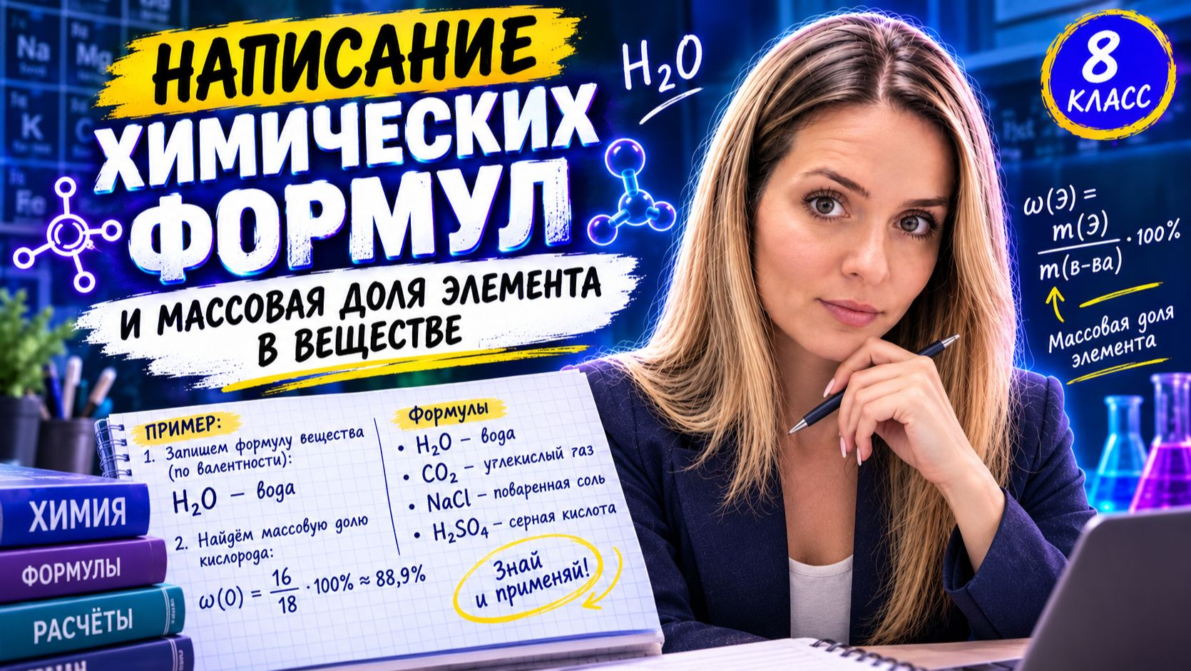 Химические формулы веществ, ВАЛЕНТНОСТЬ, массовая доля элемента в веществе