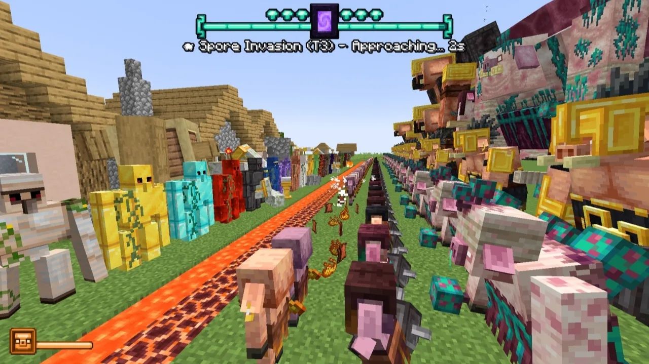 Самый сильный рейд пиглинов VS новые големы-охранники — битва мобов Minecraft