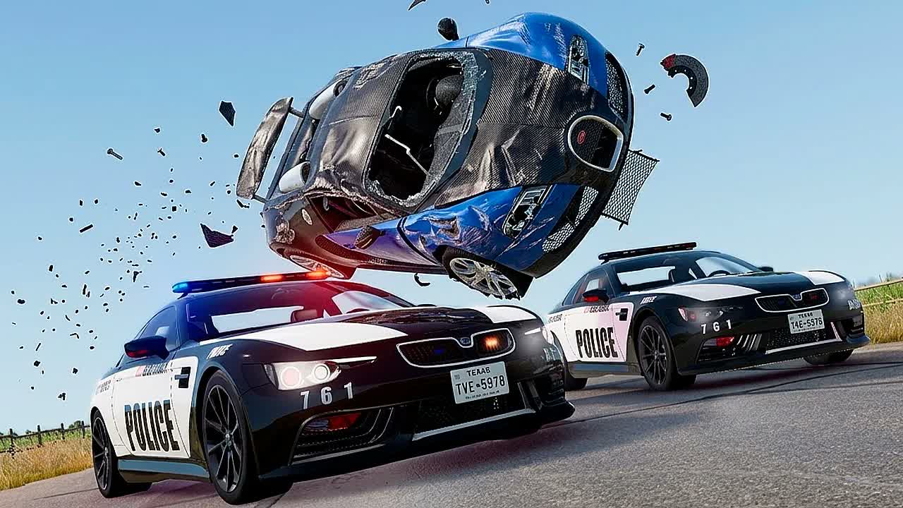 Полицейская погоня и эпичные аварии BeamNG.Drive #139