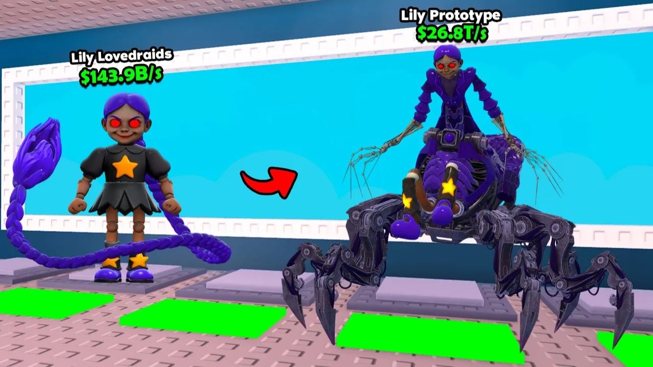 Новый прототип Лили Lovebraids из Poppy Playtime 5 в Steal A Brainrot!