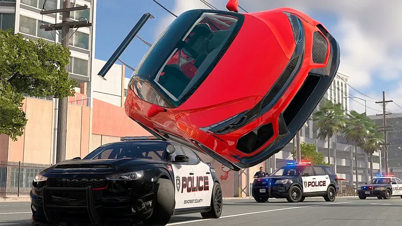Полицейская погоня и эпичные аварии BeamNG.Drive #148