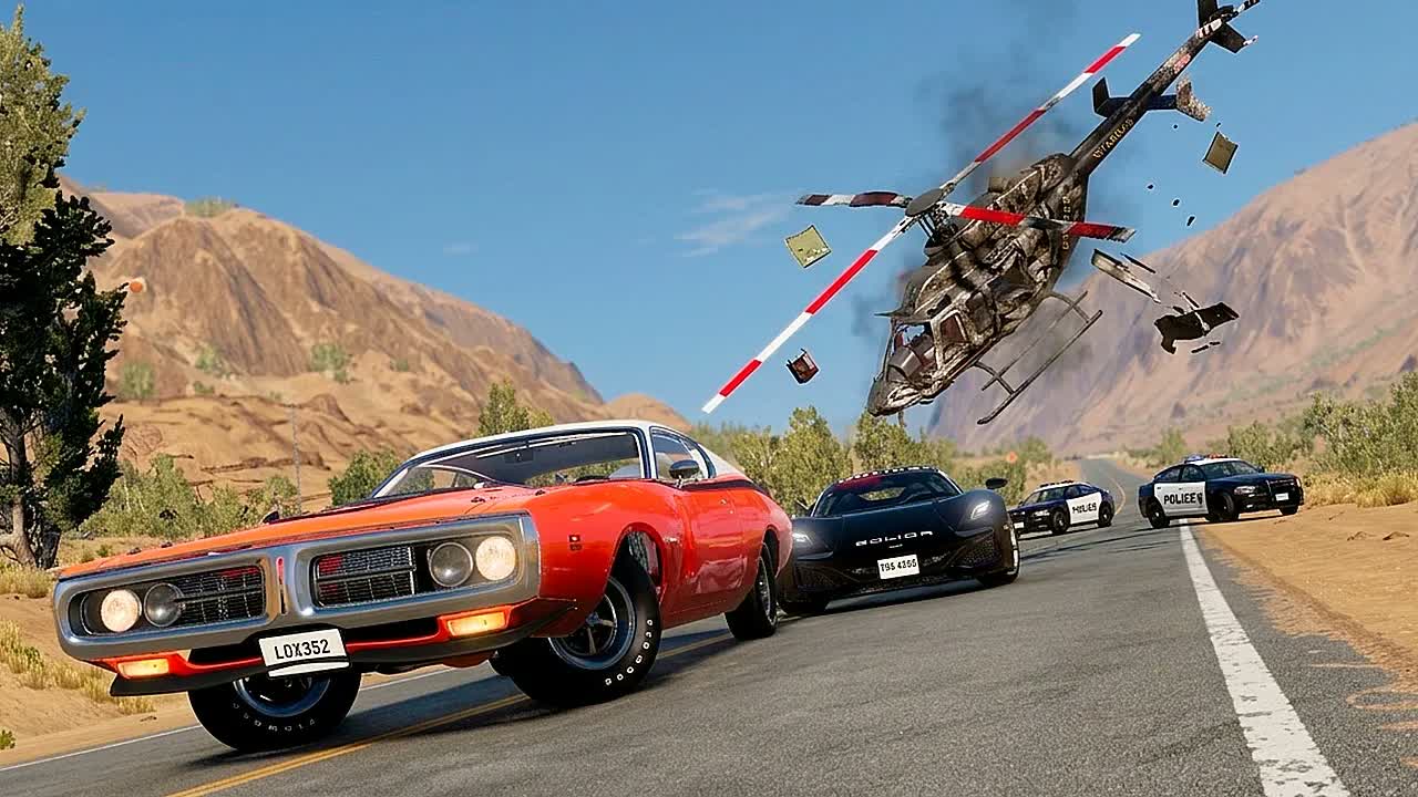 Полицейская погоня и эпичные аварии BeamNG.Drive #136