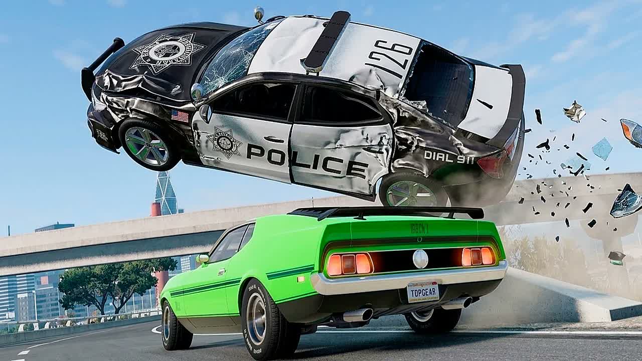 Полицейская погоня и эпичные аварии BeamNG.Drive #135