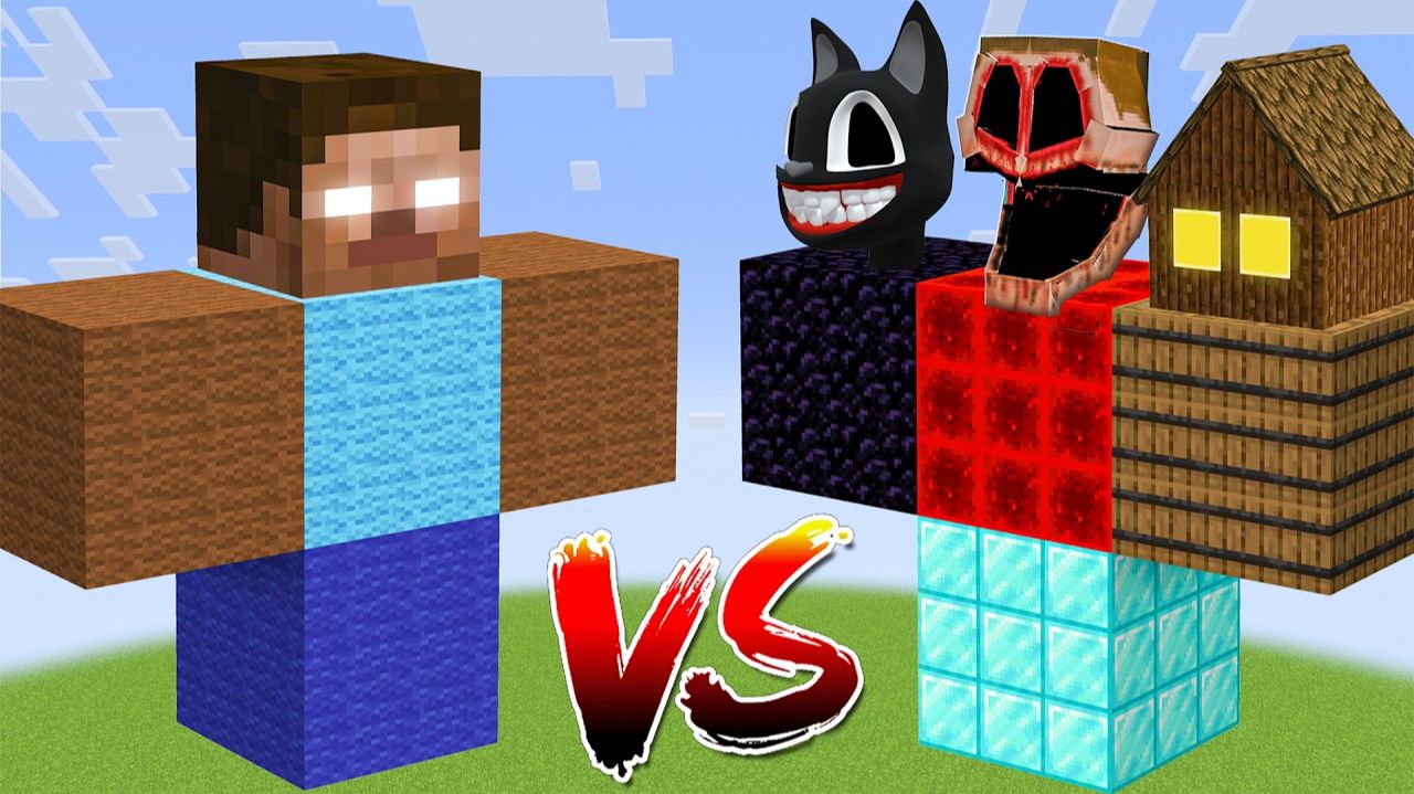 Херобрин против всех мутантов из крипипаст Minecraft — Битва мобов в Minecraft