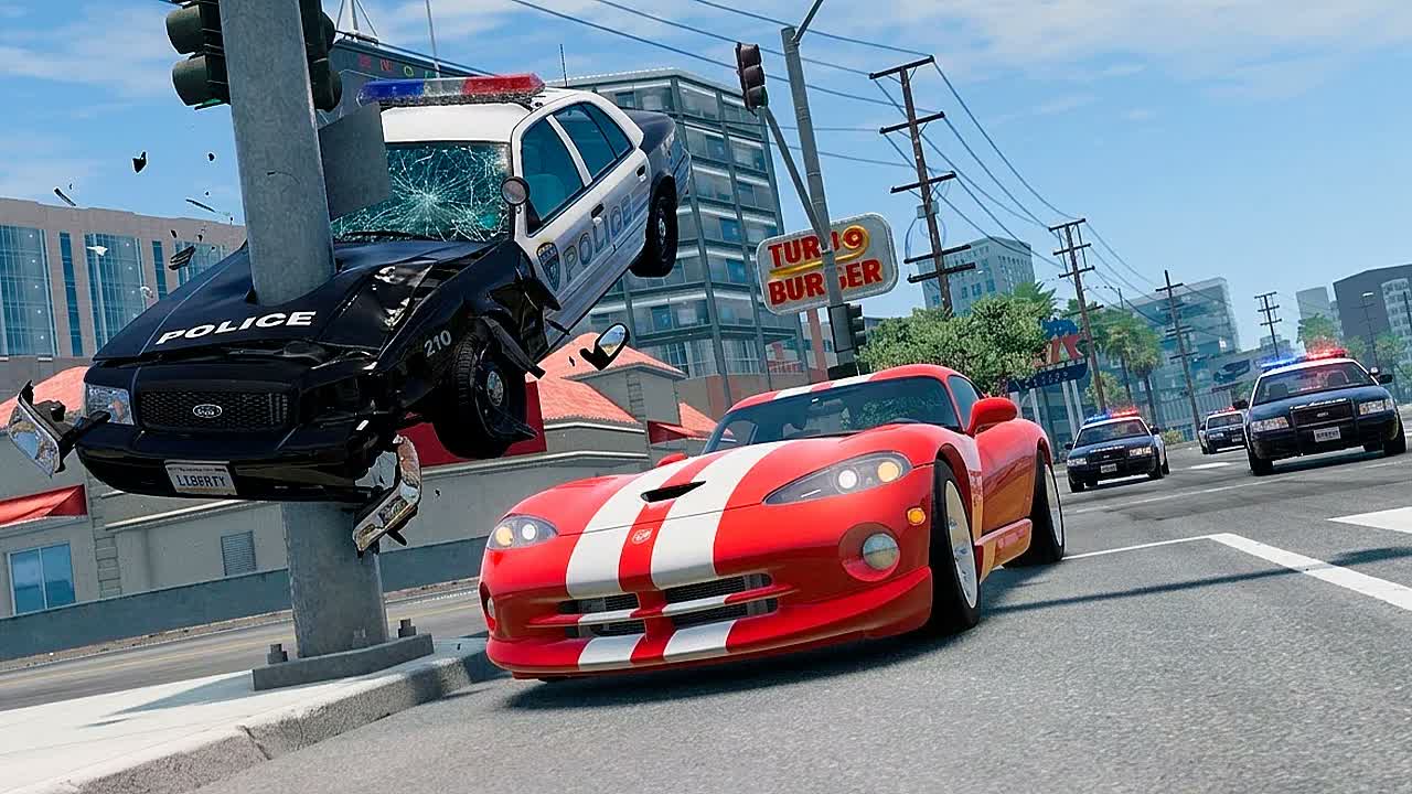 Полицейская погоня и эпичные аварии BeamNG.Drive #140