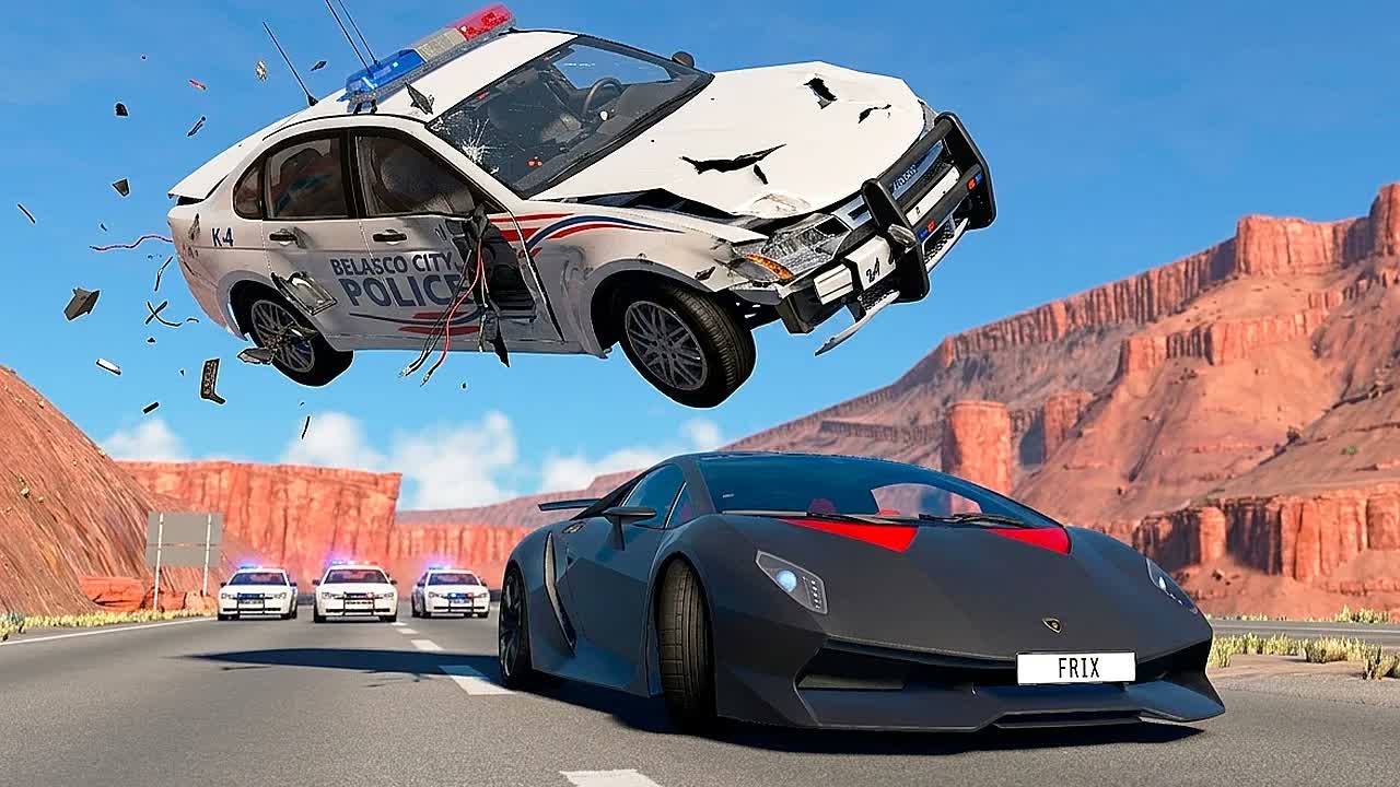 Полицейская погоня и эпичные аварии BeamNG.Drive #149