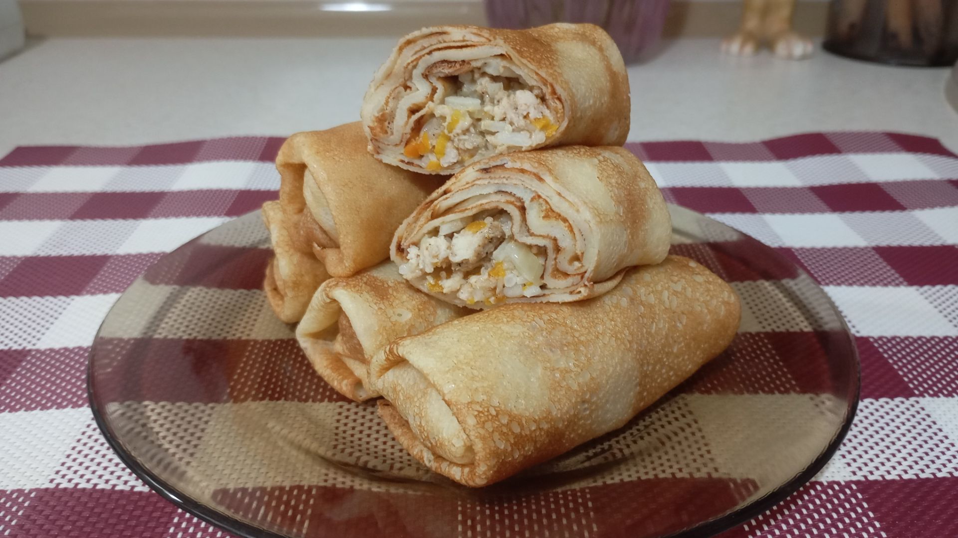 Блинчики с Куриным ФАРШЕМ и РИСОМ.