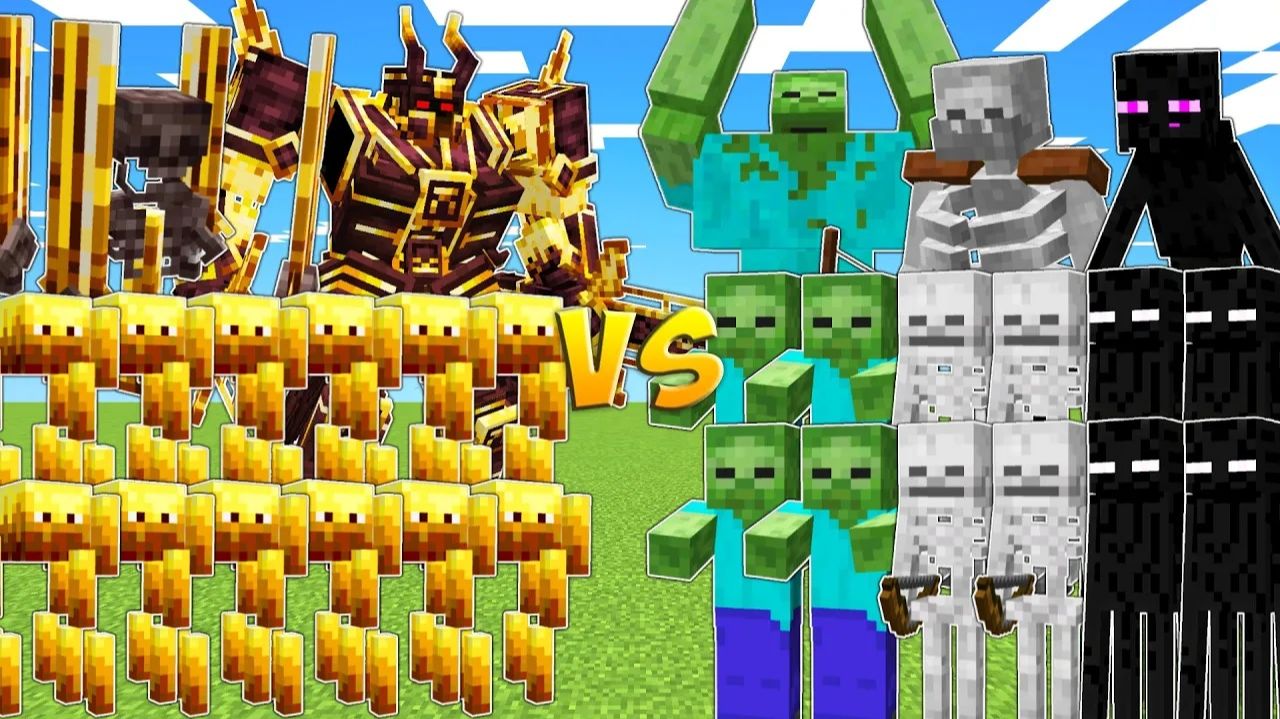 Армия Блейза VS зомби, скелеты и эндермены! Кто победит?