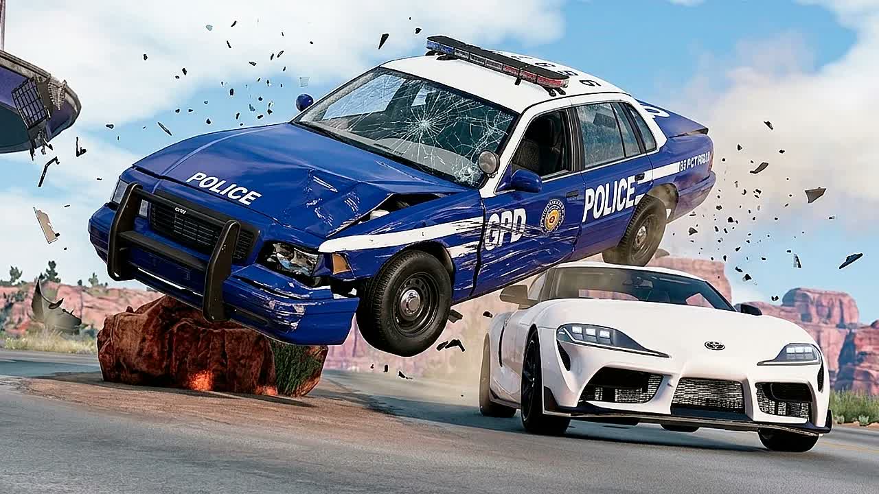 Полицейская погоня и эпичные аварии BeamNG.Drive #142