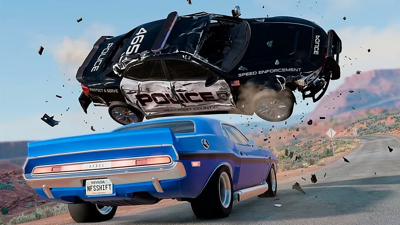 Полицейская погоня и эпичные аварии BeamNG.Drive #128