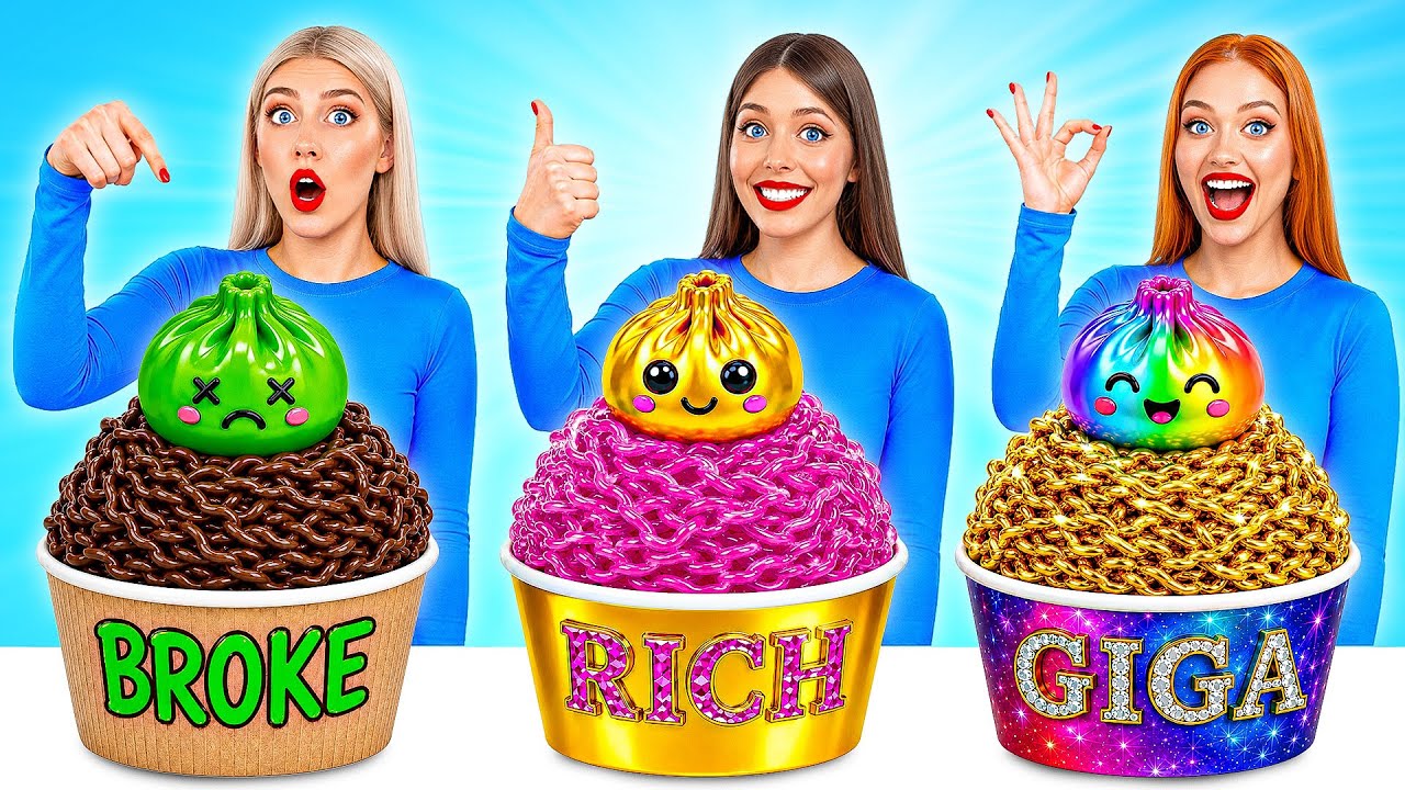 Ricco Vs Al Verde Vs Giga Ricco Cibo Sfida | Gustose Ricette Di Cucina Multi DO Smile