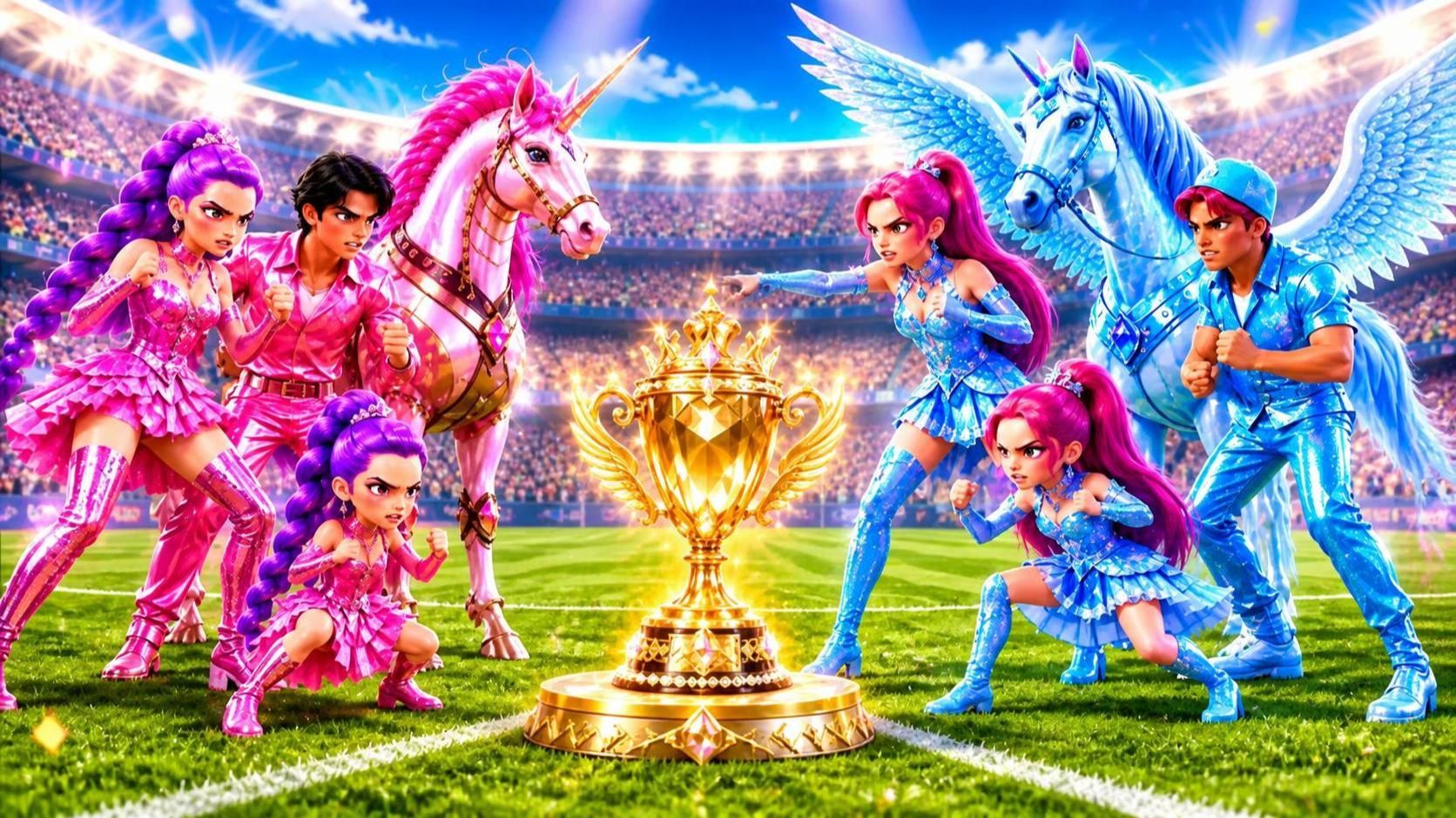 Золотая семья против Бриллиантовой 🦄🏆Эпическое преображение Руми | Гонки на единорогах против Миры