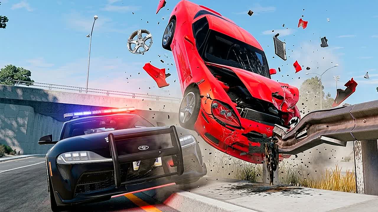 Полицейская погоня и эпичные аварии BeamNG.Drive #145