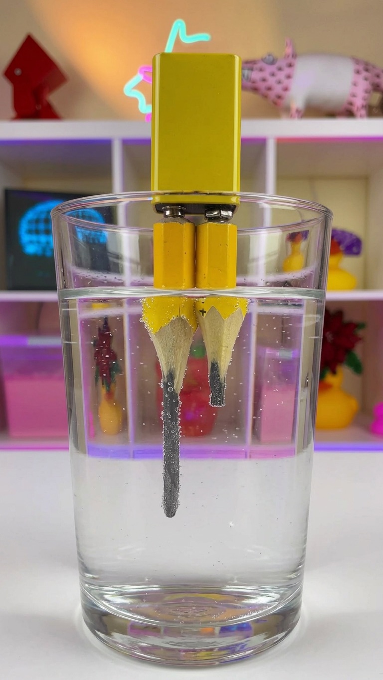 Электролиз воды дома за минуту 😱 Водород и кислород  #лайфхак #химия