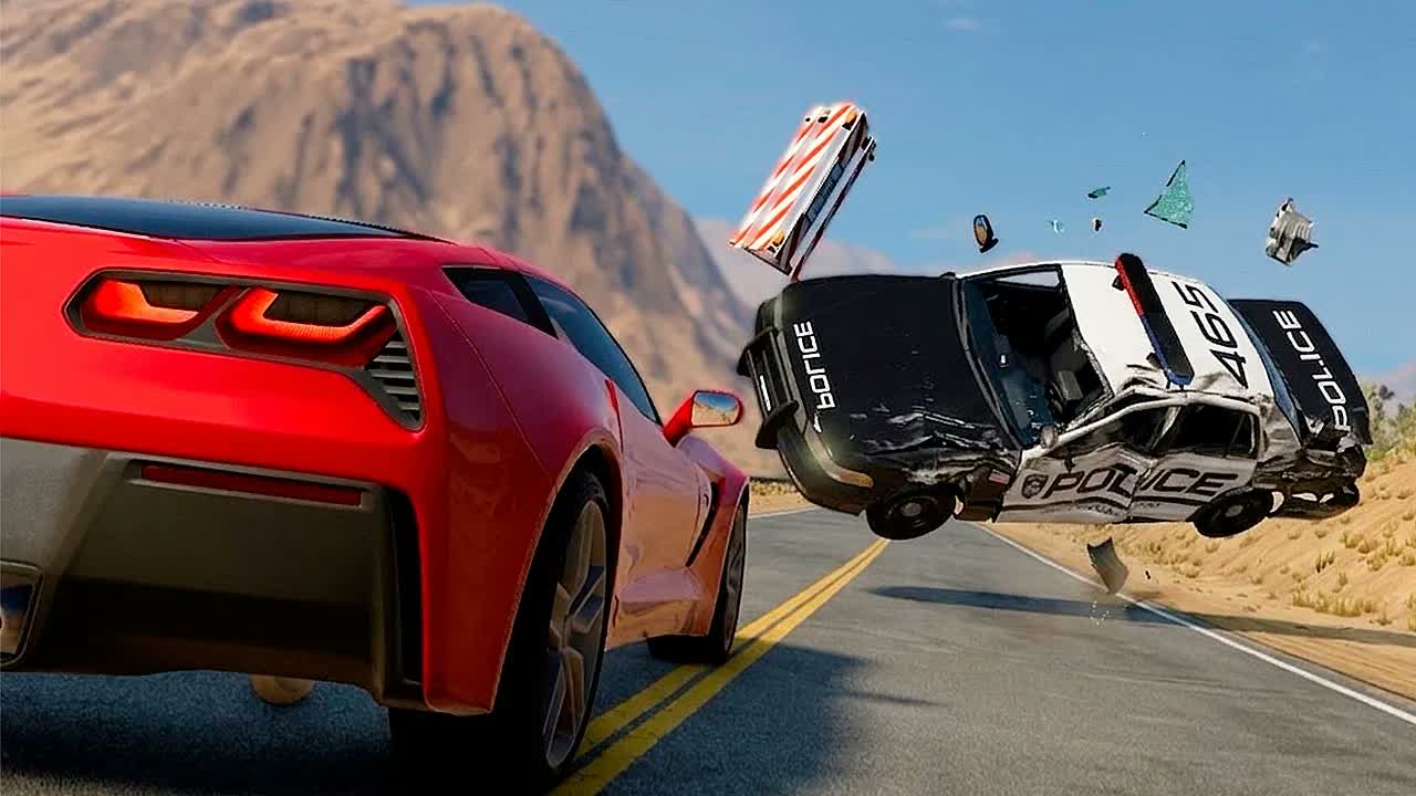 Полицейская погоня и эпичные аварии BeamNG.Drive #146