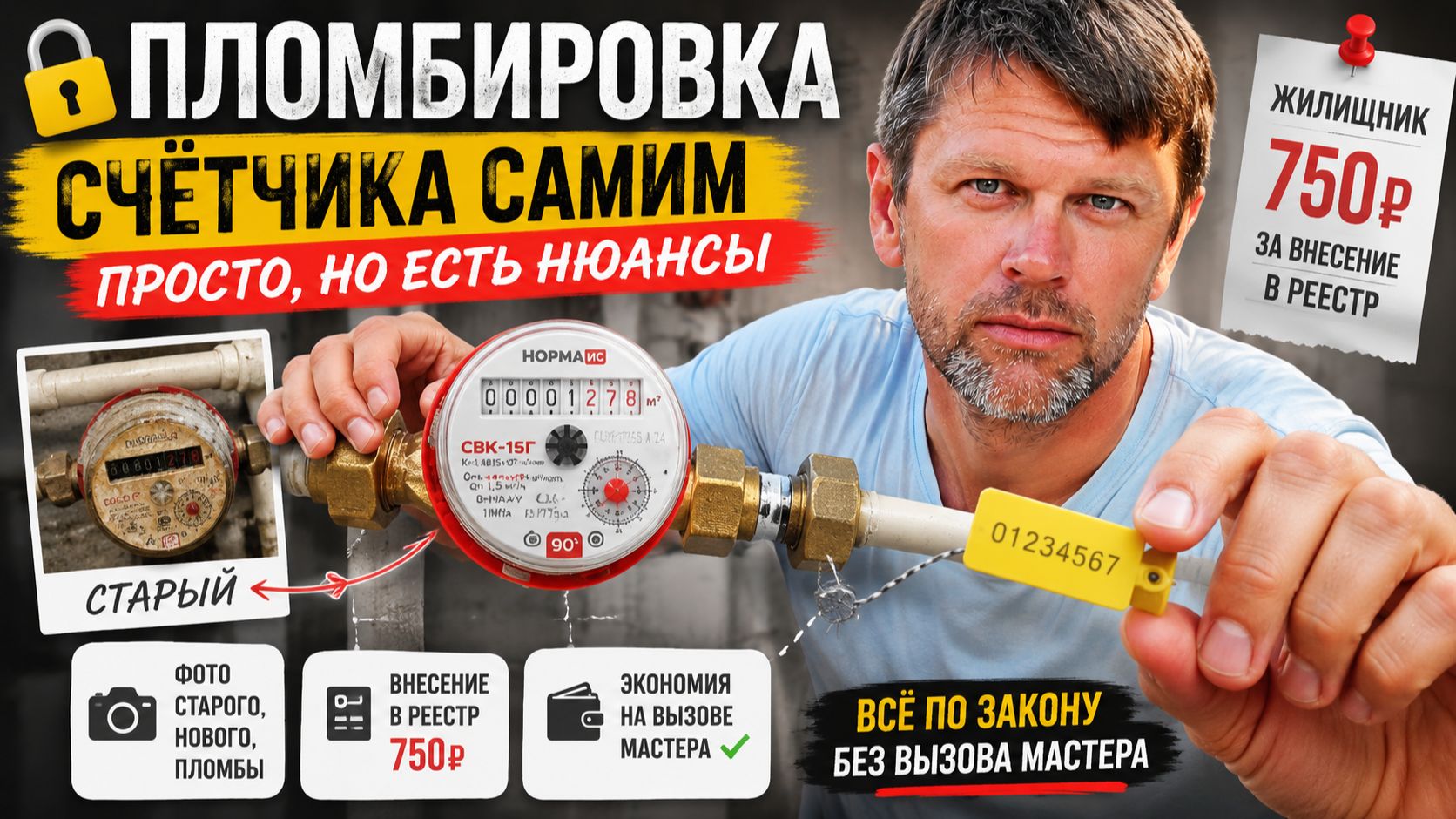 Самостоятельная ПЛОМБИРОВКА ВОДОСЧЁТЧИКА: нюансы и скрытые расходы 📸💰