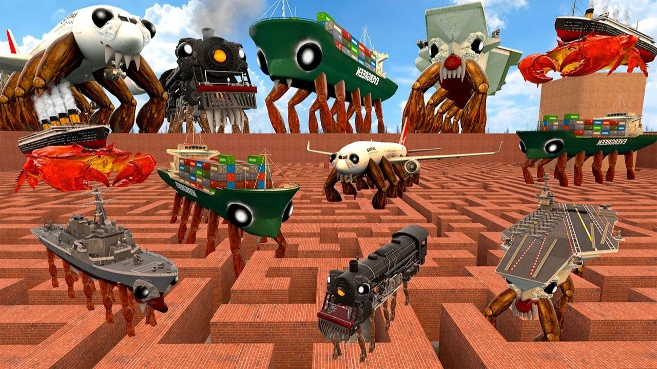 Все крабтаники и морские чудища в большом лабиринте Garry's Mod!