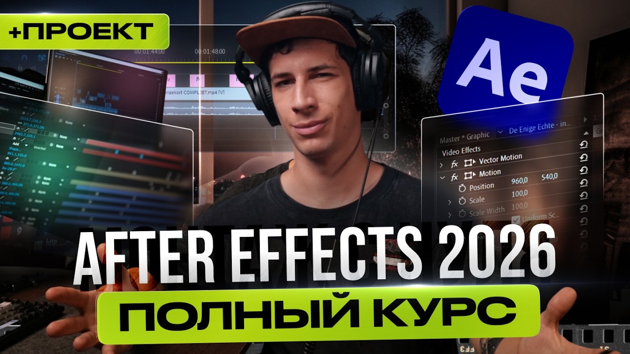 Курс по AFTER EFFECTS 2026 с НУЛЯ | Как монтировать в AE | Монтаж и Анимация [Бесплатный курс]