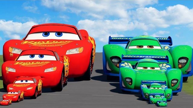 Большой и маленький Молния Маккуин против Карлы Велосо против поездов | BeamNG.Drive