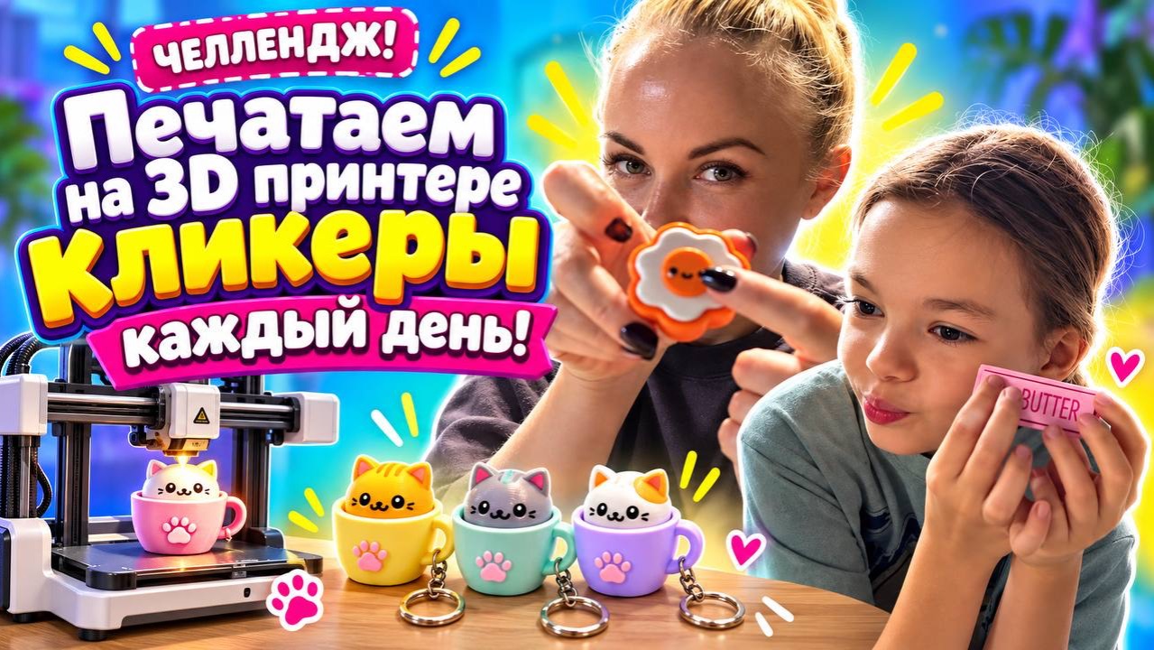 ⁣ЧЕЛЛЕНДЖ! Печатаем на 3D-принтере КЛИКЕРЫ каждый день! 😱🔥