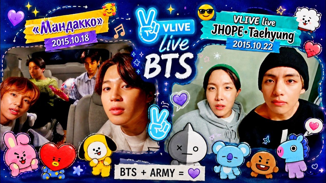 VLIVE Live BTS « Мандакко» 2015.10.18 • VLIVE Live JHOPE•Taehyung 2015.10.22 (RUS.SUB.)