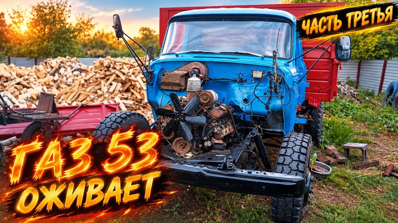 ГАЗ-53 оживает! Установили двигатель, кабину и восстановили кузов | Часть 3