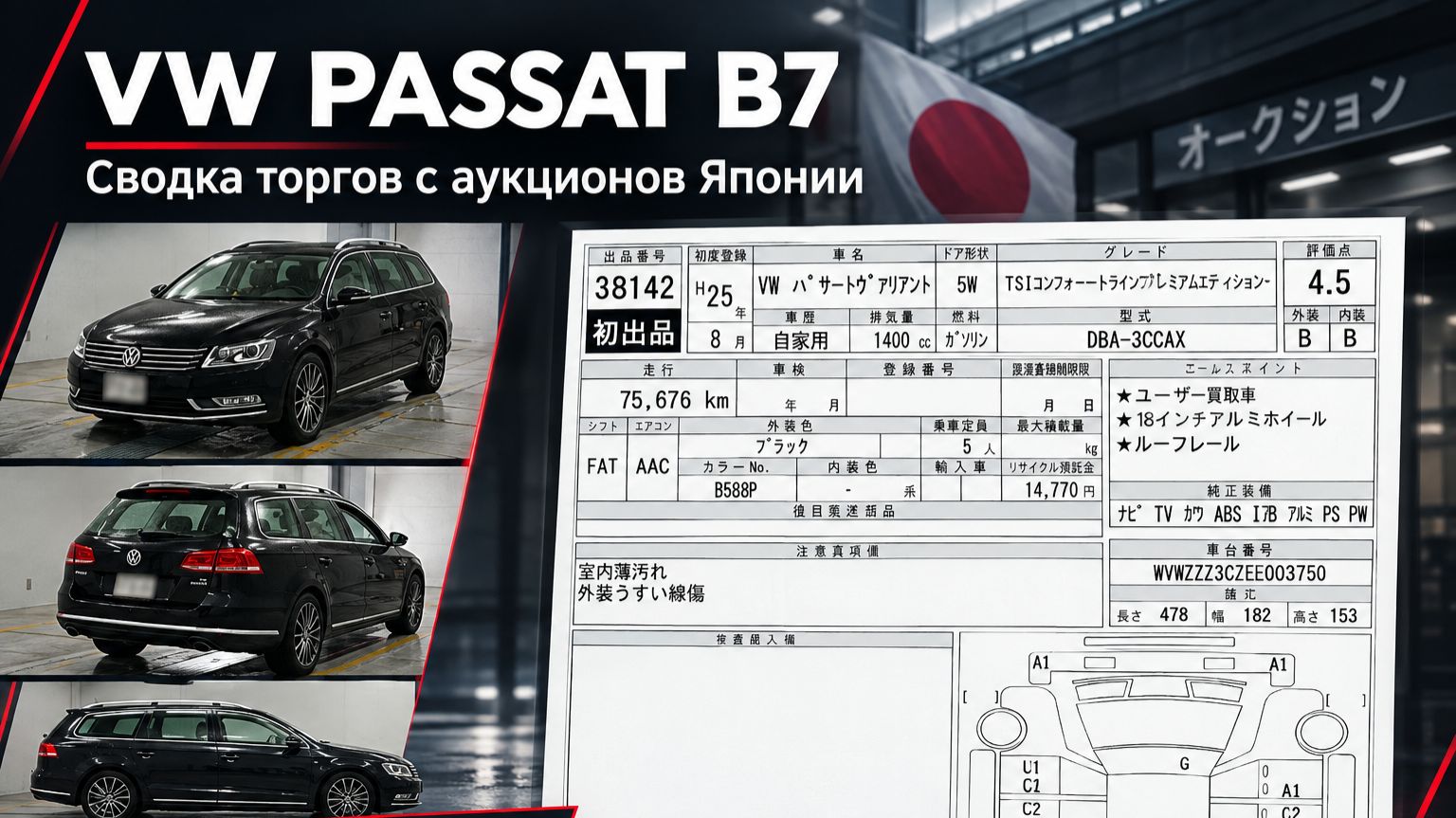 VW PASSAT B7, недельная сводка торгов