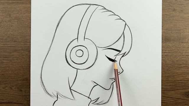 Как нарисовать красивую девушку, слушающую музыку —  рисования девушки карандашом