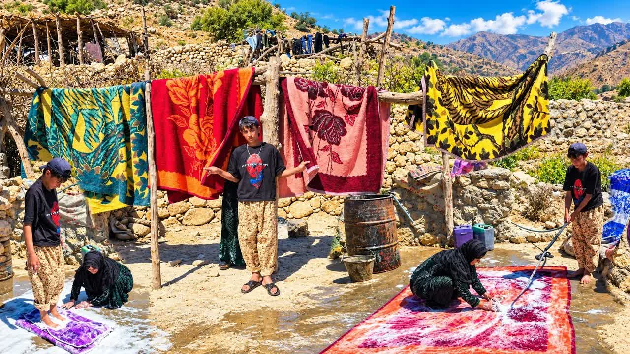 🔥 Стирка ковров в горной родниковой воде | Тяжёлый день кочевой жизни 🏔️💦