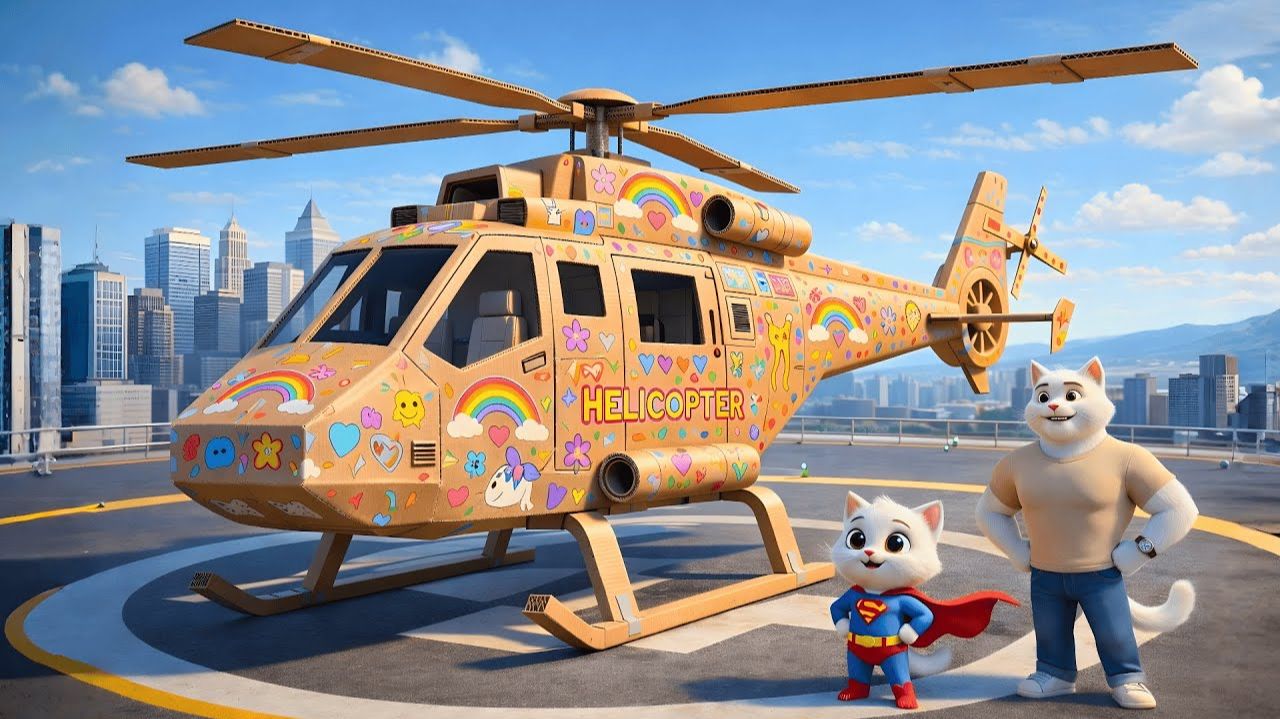 Над картонным вертолётиком котёнка смеялись, но финал всех удивил 😱🚁🐱 Детские мультики смотреть