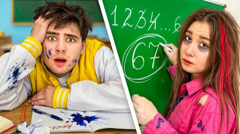 67 Дней Живу в Школе ! Луномосик НОВОЕ