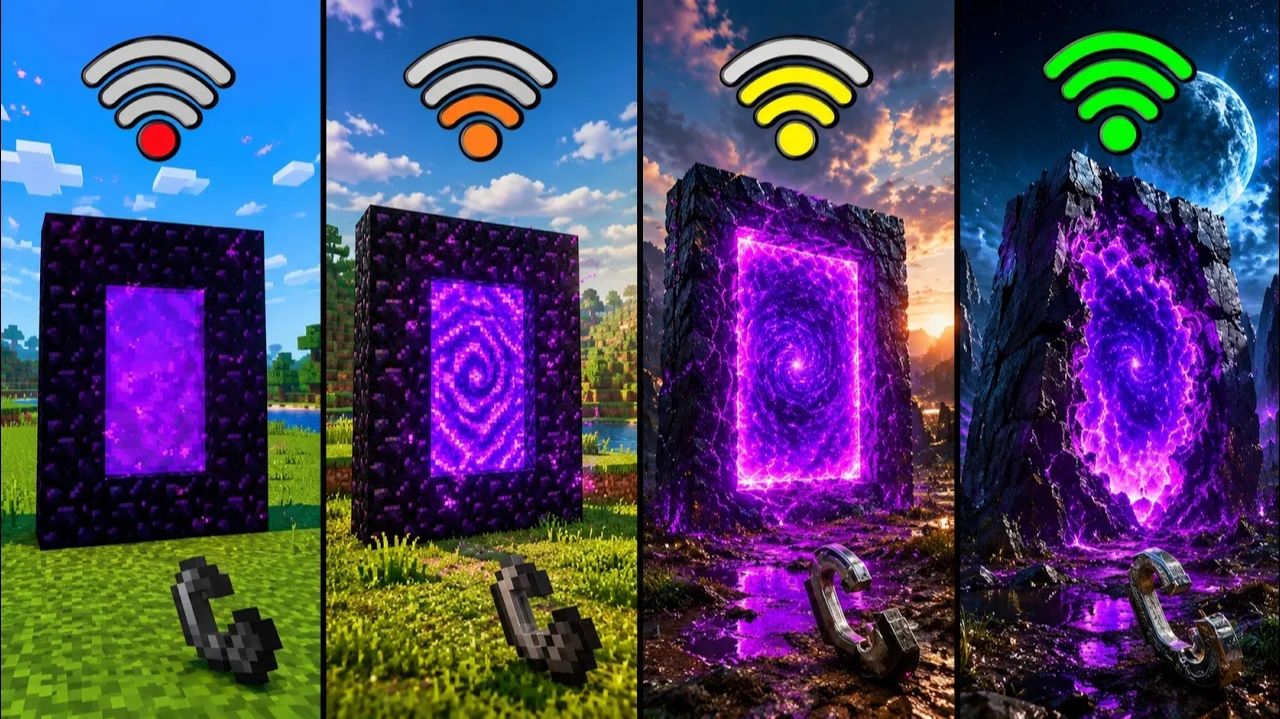 Эксперименты с порталами в Нижний мир и разным Wi‑Fi в Minecraft — сборник