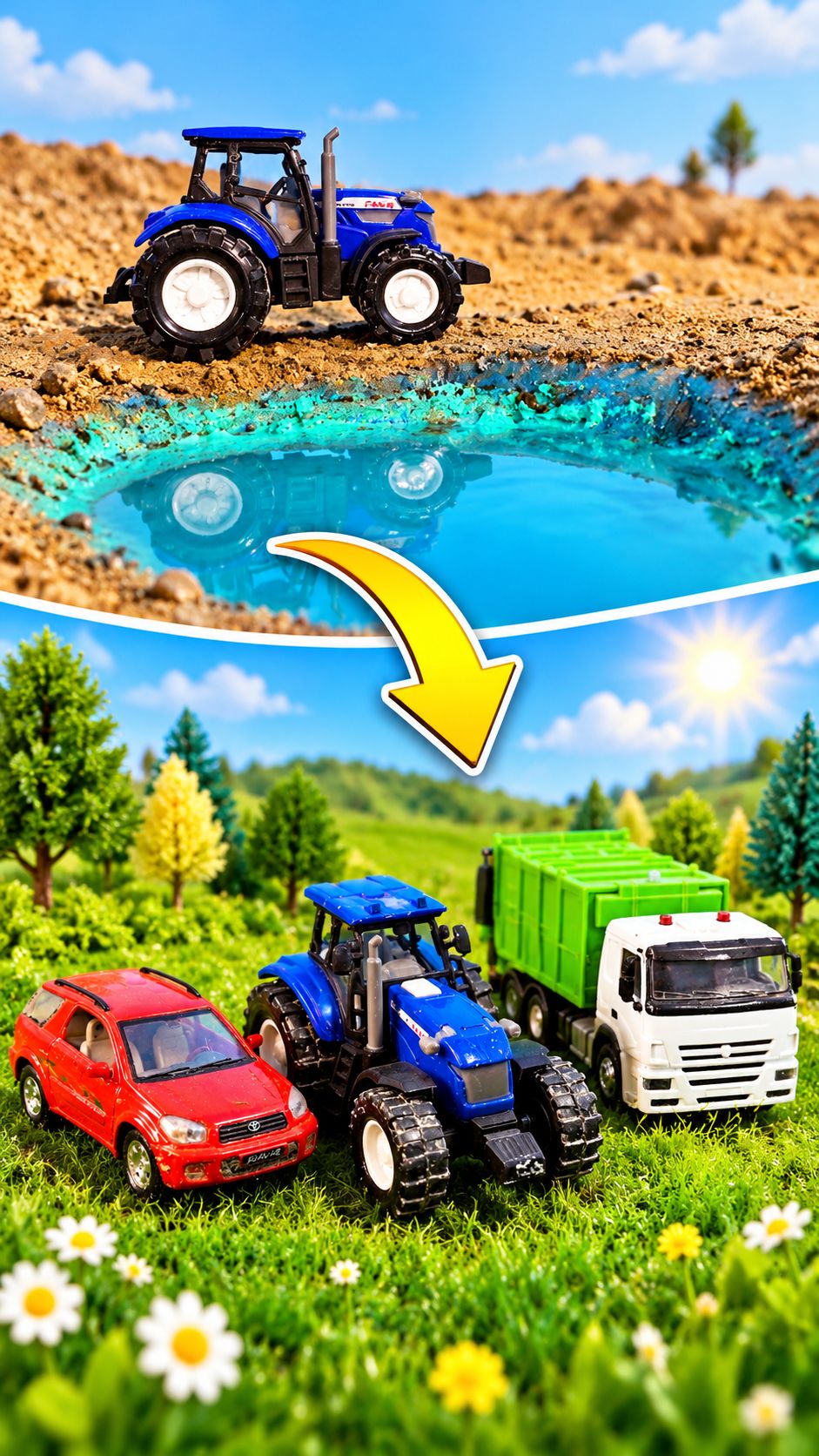 Строим поляну для игрушечного трактора! 🚜🌿 #Short