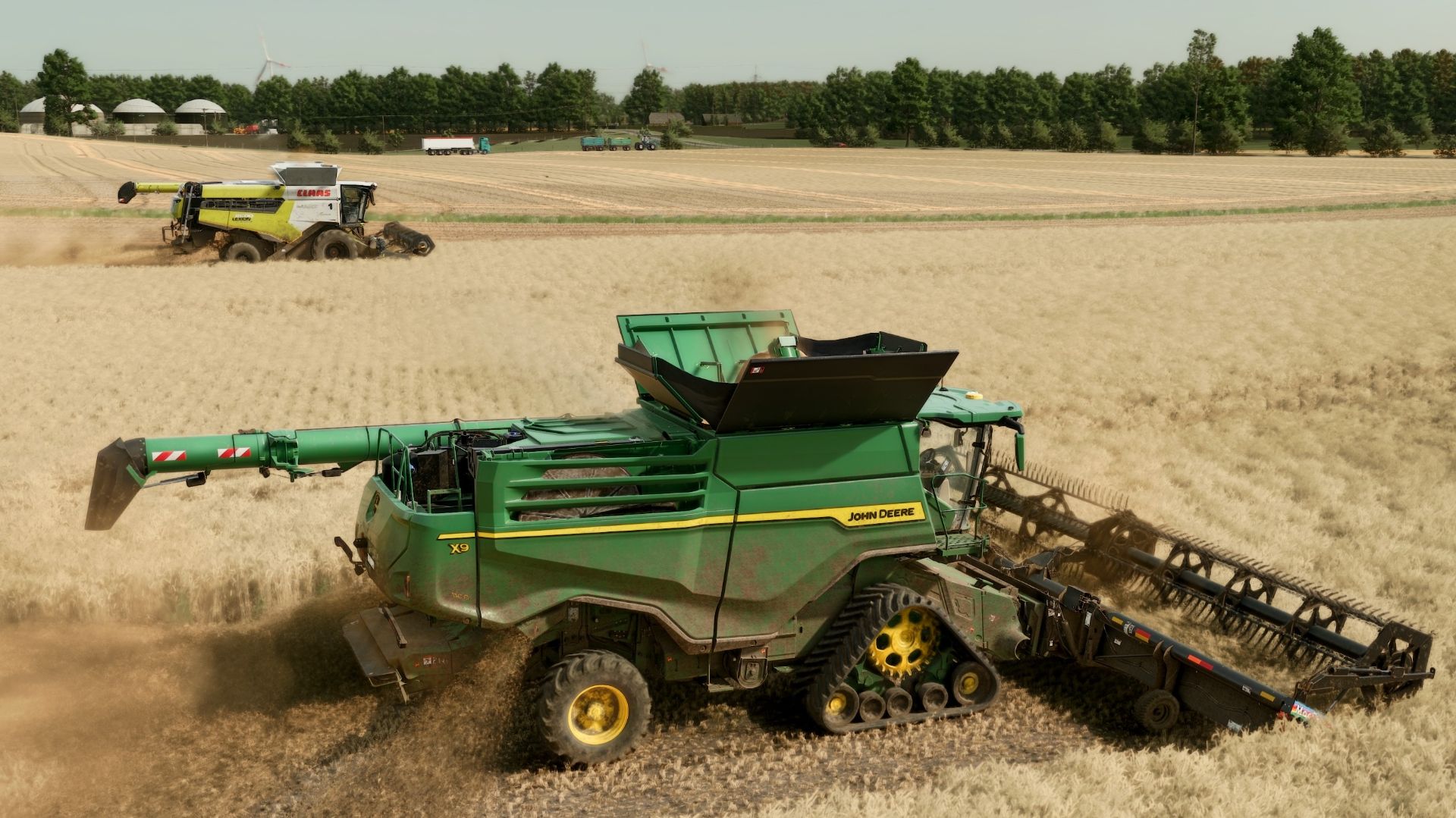 FS25 Карта Kreis Steinfurt. Уборка тритикале. John Deere X9, Claas Lexion 8600. DLLS 5