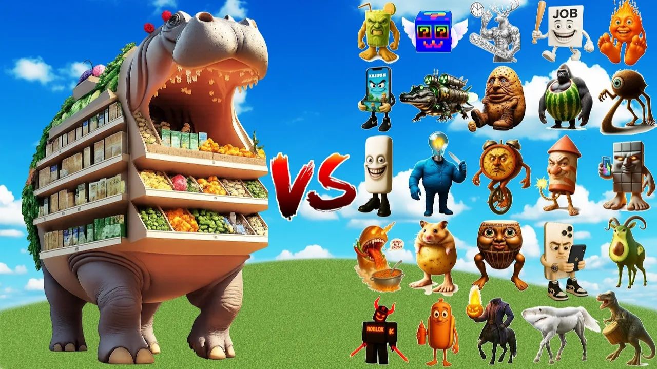 Hipopotamino Supermarketino против НОВЫХ секретных боссов Brainrot — битва мобов в Minecraft