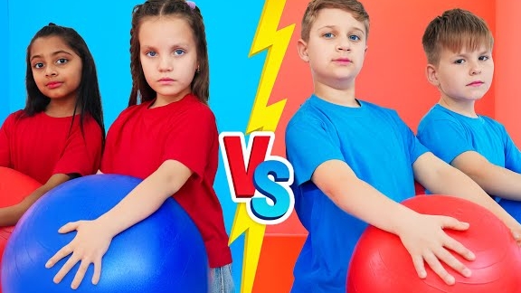 Девочки vs Мальчики Челлендж - Красные против Синих