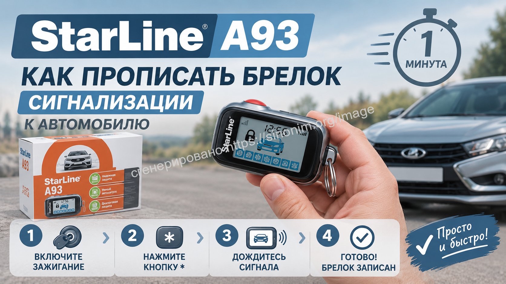 Прописать брелок StarLine A93 за 1 МИНУТУ!
