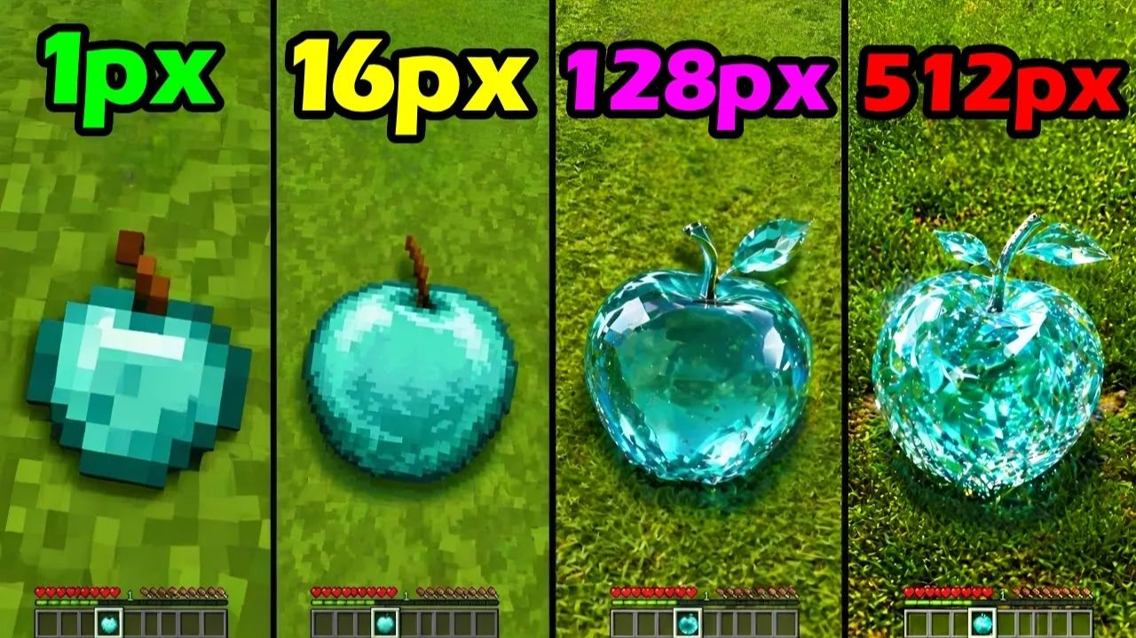 Текстуры 1px–512px в Minecraft — вот что получилось!