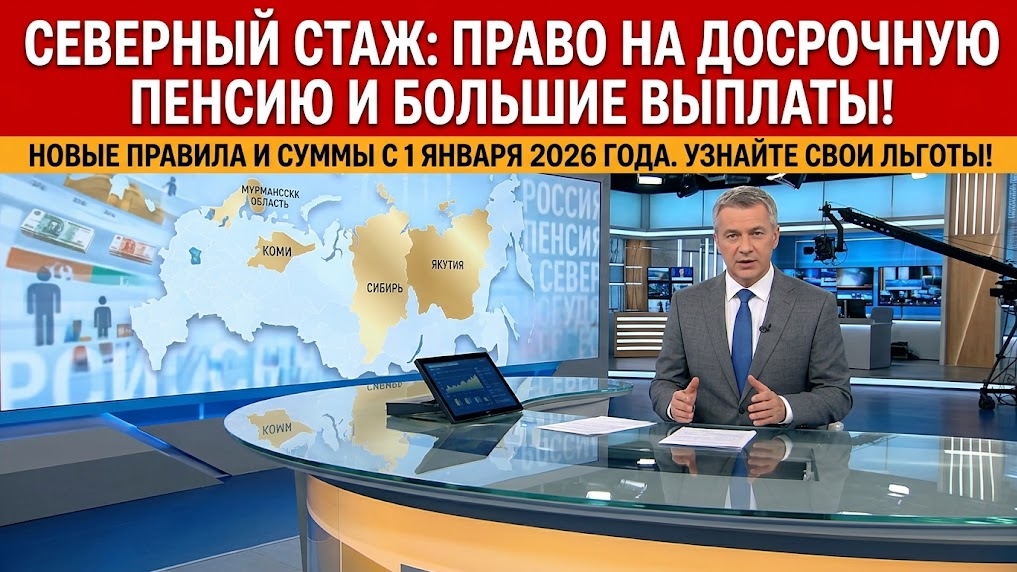 Северные льготы для пенсионеров в 2026 году: досрочная пенсия, повышенная выплата